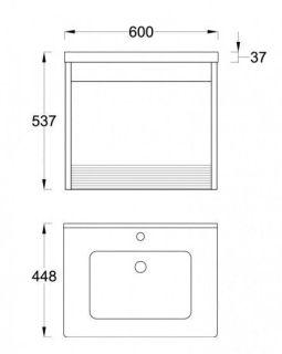 Подвесная тумба под раковину Veedi Vision VSN600T-CR 60см белый/дуб орех